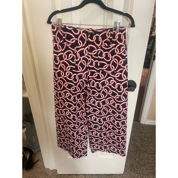 Maeve Anthropologie Navy Patterned Colette Ponte Knit Pants size 28P NWOT - Picture 2 of 5